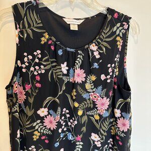 Christopher & Banks Black Floral Sleeveless Tank Size M
